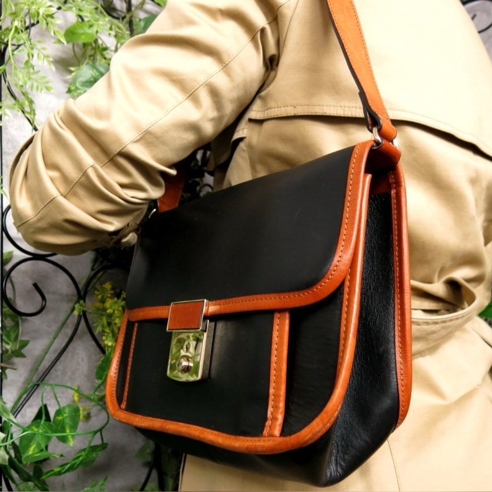 Chloé Eliza Satchel Black and Cognac Tan Leather Bag